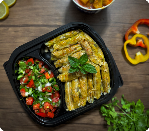 وجبة ربع فرخة ومحشى كرنب